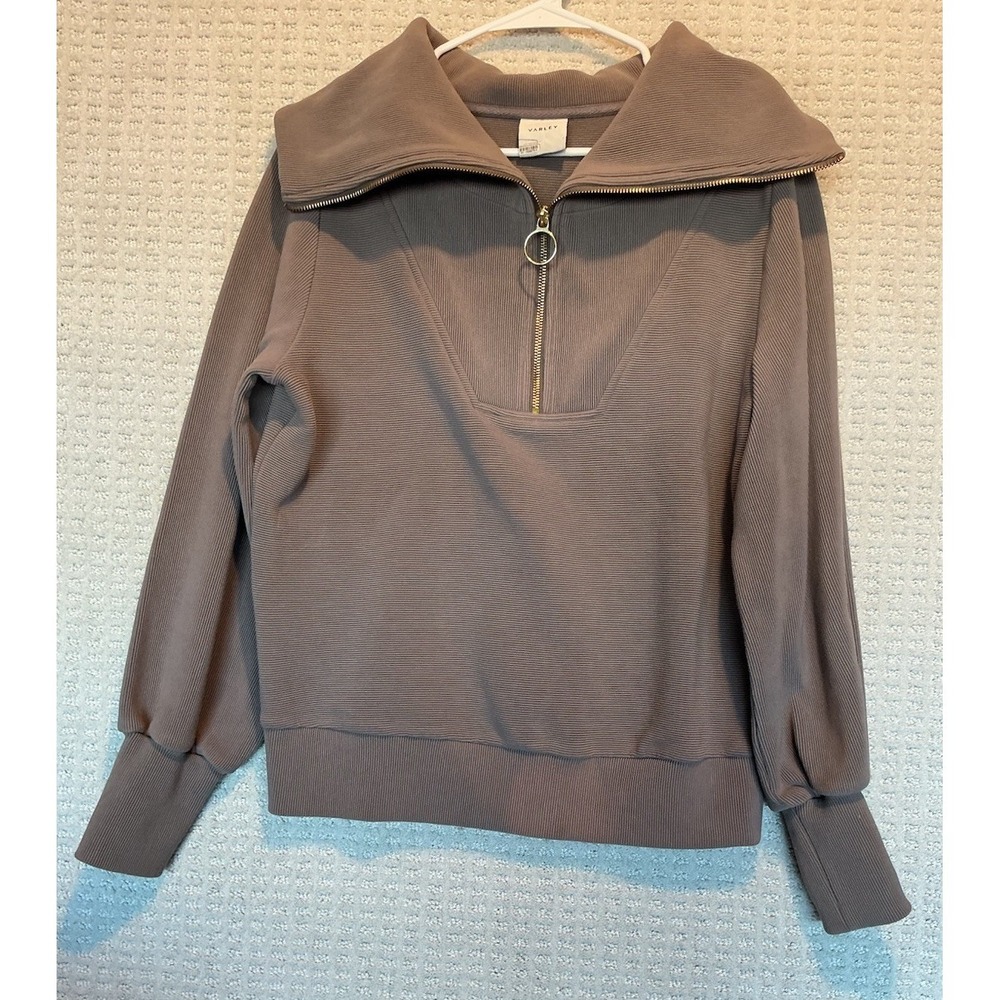 Varley Vine Half Zip Small Women's Pullover Ottoman Ribbed Oatmeal Ecru